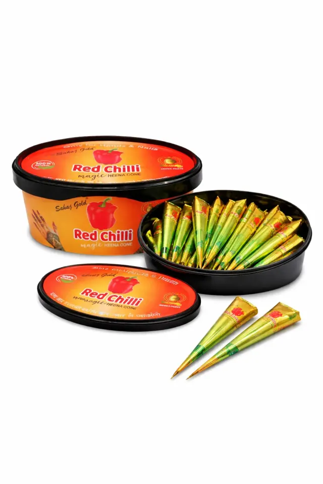 Red Chilli Hand and Nail Cone Mehendi | 6Pcs